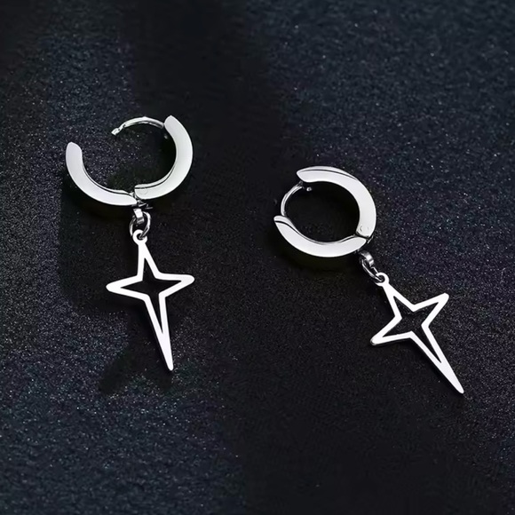 Star Hoop for Men Stainless Steel Star Earring for Men